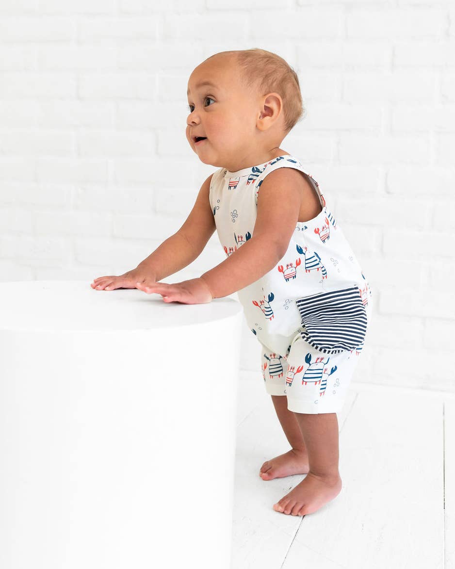 Image of Nautical Crab Side Pocket Baby Romper